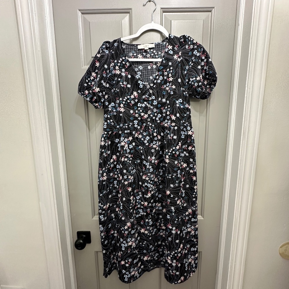 Loft Floral Midi Dress